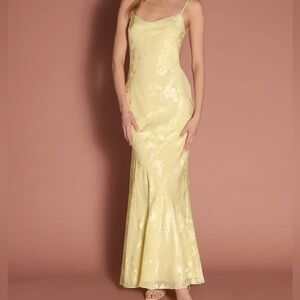 Azazie Yellow Spaghetti Strap Maxi Gown
